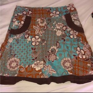 Brown & Blue Flower Summer Skirt